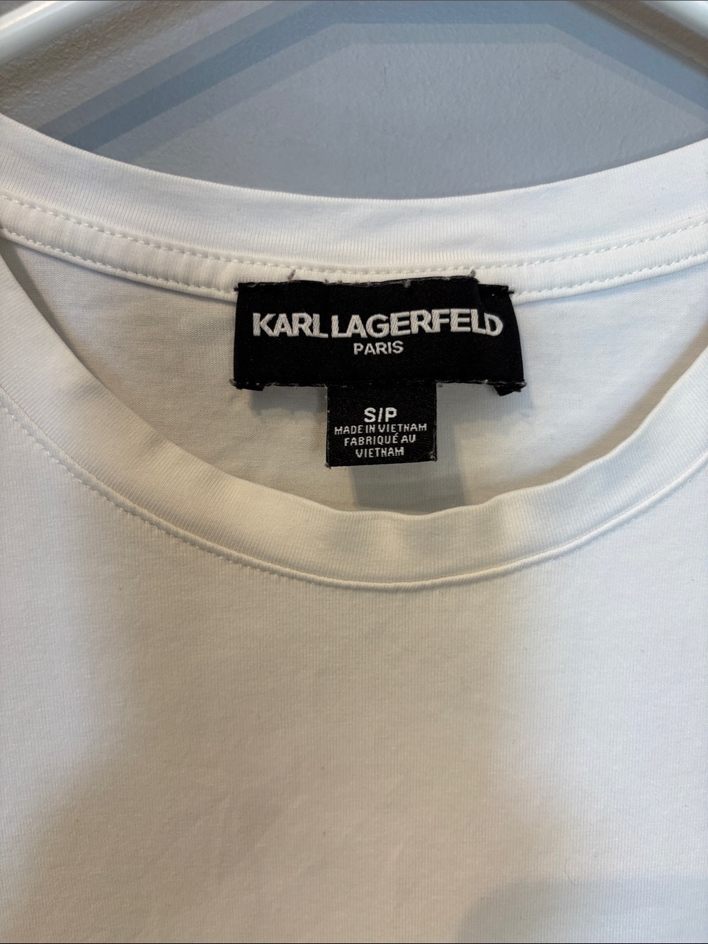 Karl Lagerfeld Paris White Top with Lace Flutter Sleeves - Picture 4 of 6